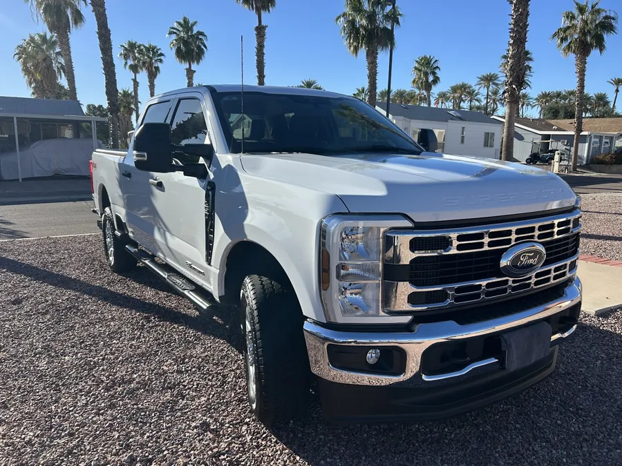 Ford Super Duty pickup washed and waxed
